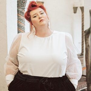 Eloquii Sheer Sleeve Blouse